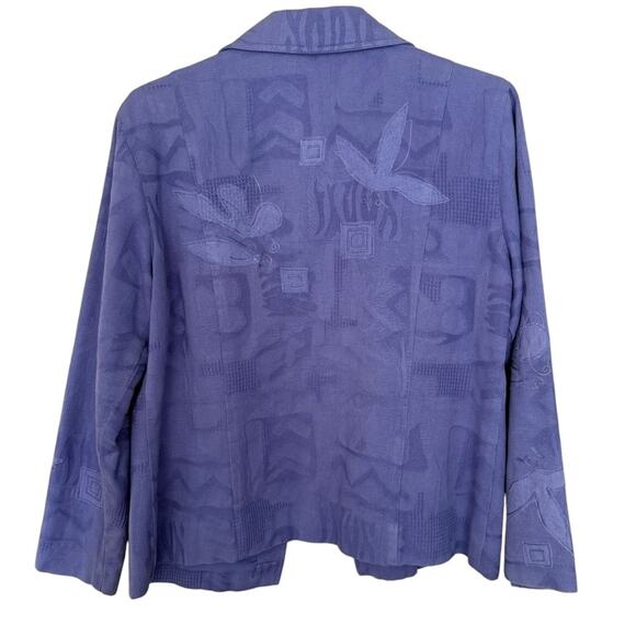 Coldwater Creek Lavender Applique Crop Jacket Size Medium Coastal Grandma Boho - Picture 2 of 4
